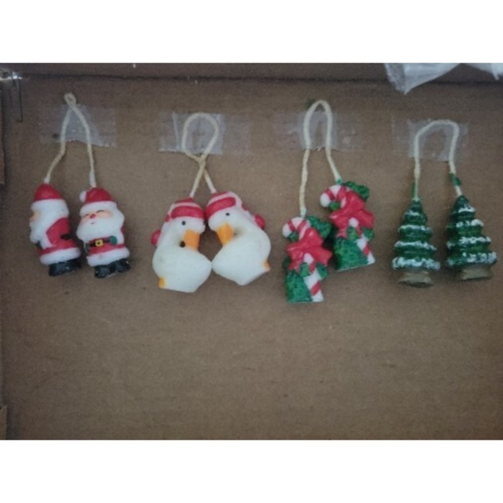 Vintage Holiday / Christmas Mini Rope Wax Candles Set Of 4 Bundle Decor